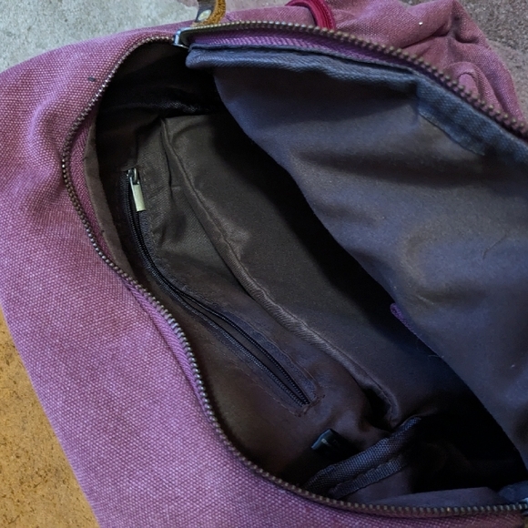 Vintage Brown and Purple Leather Backpack - Picture 6 of 6